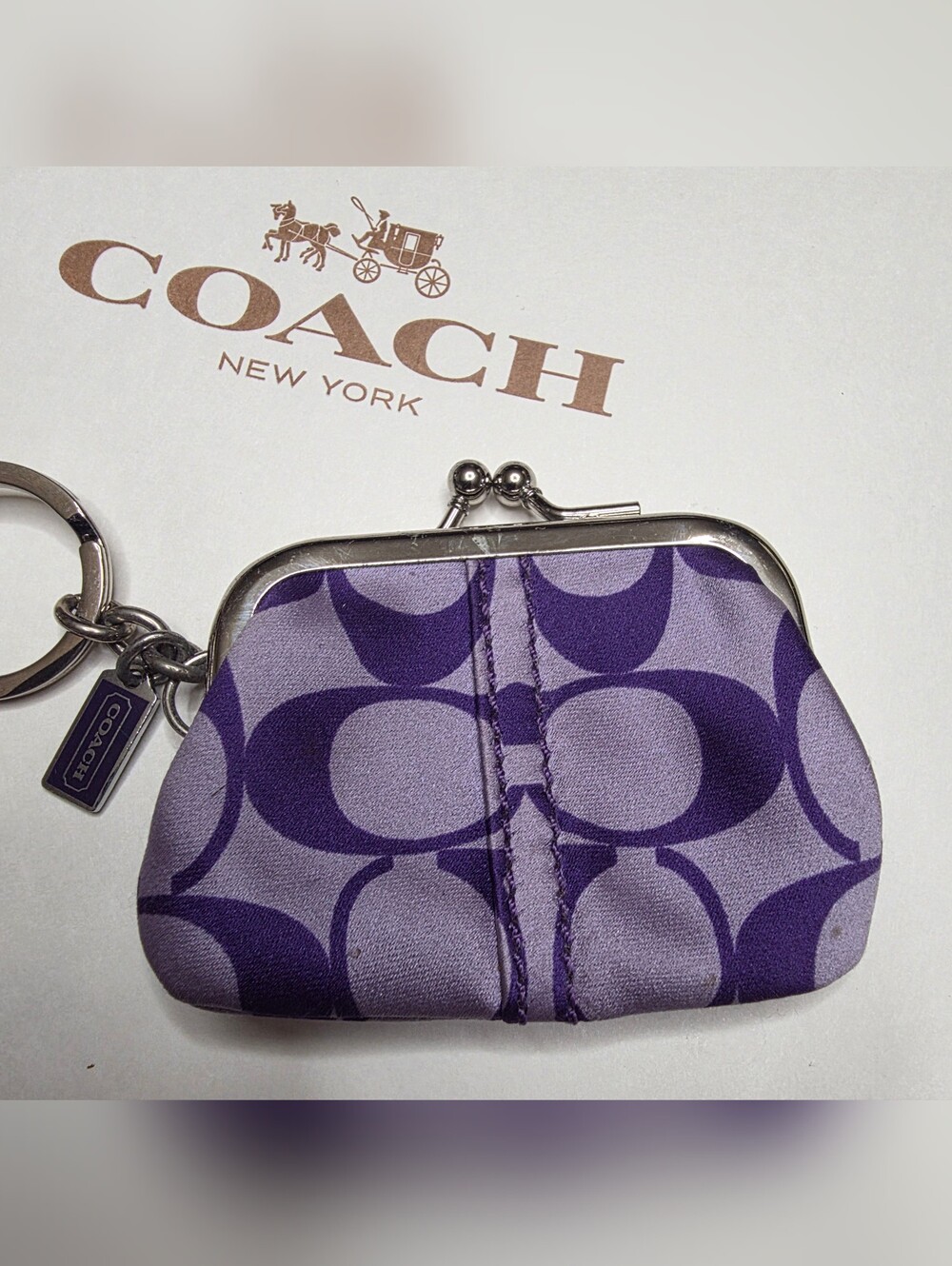Vintage Y2K Coach Signature Optic Mini Kisslock Coin Purse Charm